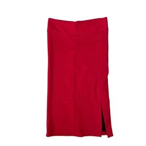 Alice + Olivia Red Pencil Skirt High Waist Side Slit Midi Size 2